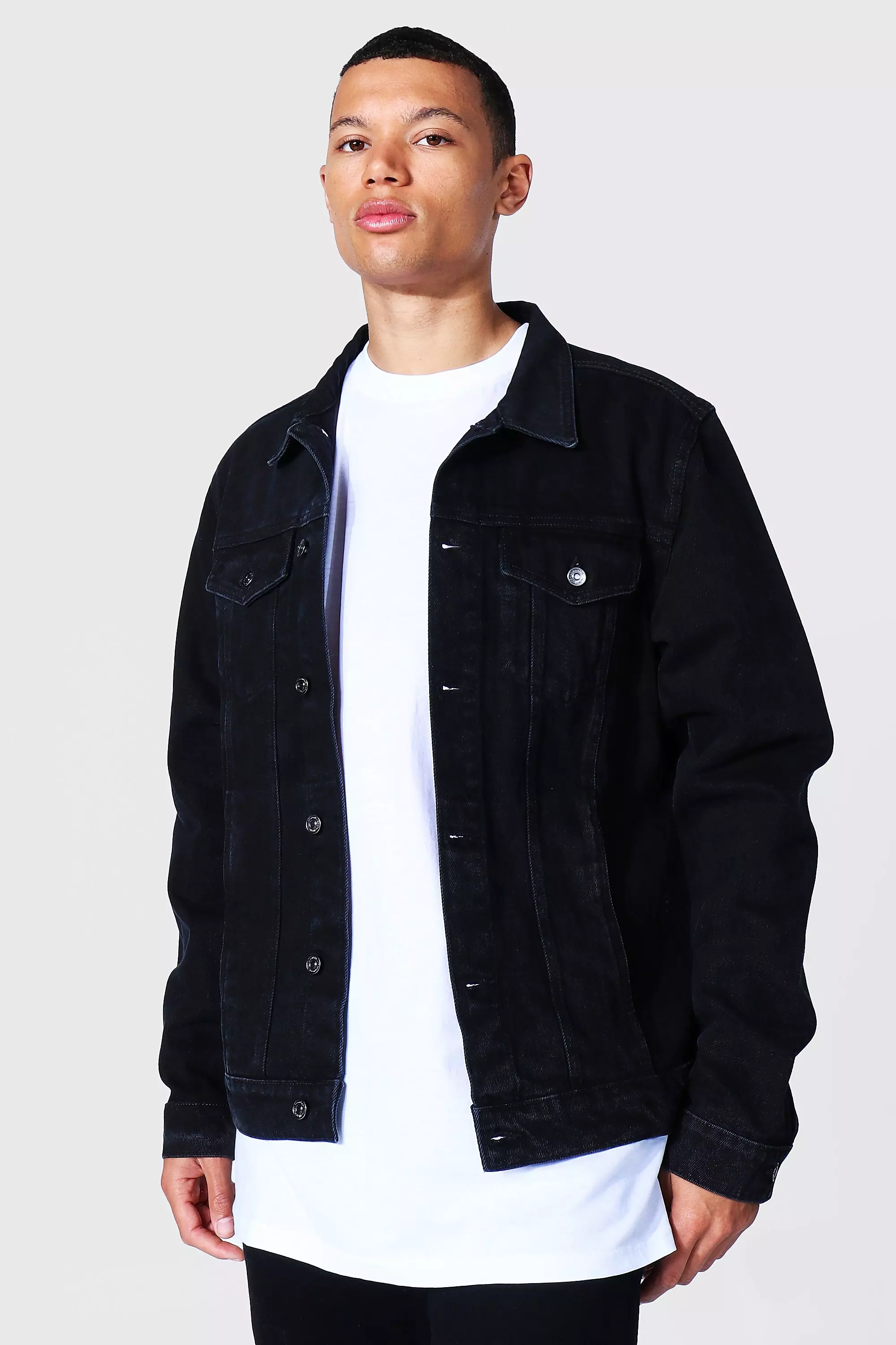 Tall black clearance denim jacket